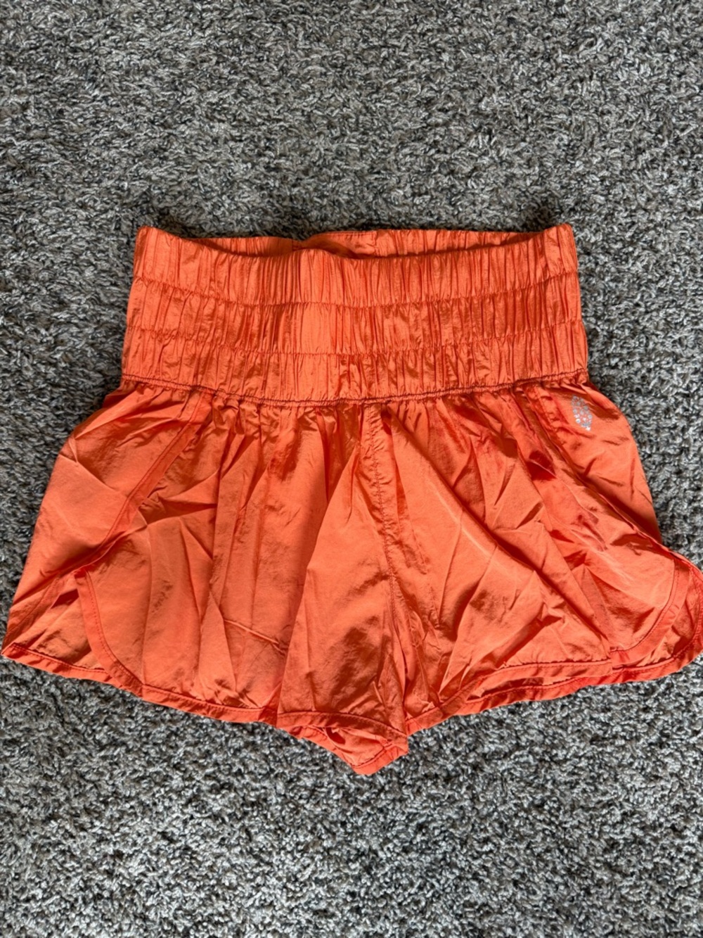 FP Movement by Free People Bright Orange Smocked Waist Athletic Shorts